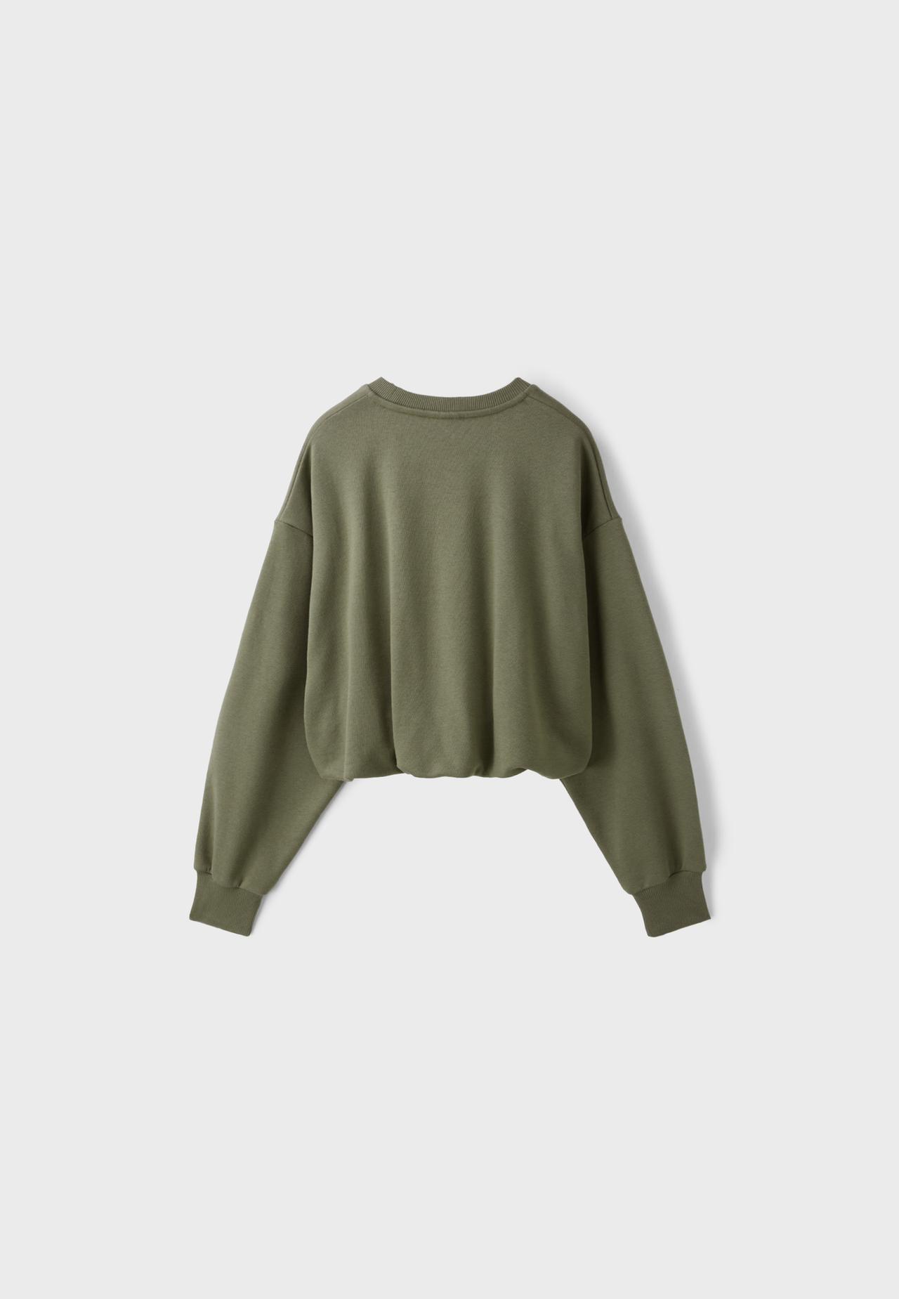 Cropped balloon sweatshirt — Khaki
