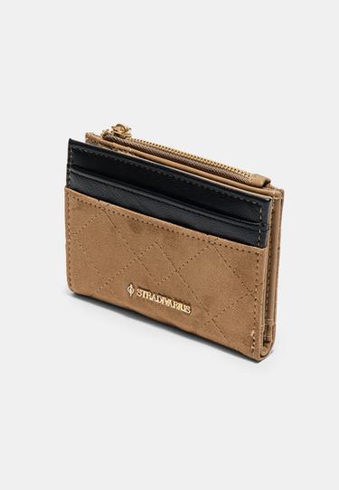 Quilted compact card holder purse — Pale camel 3