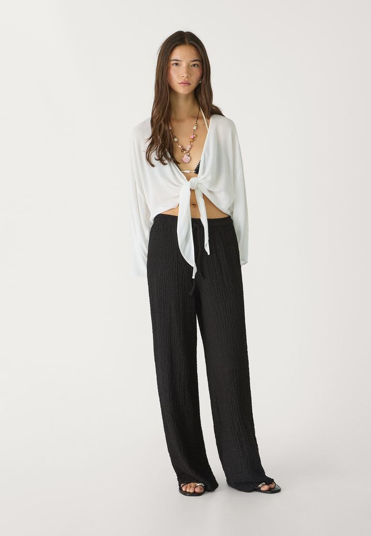 pantalon largo fluido textura