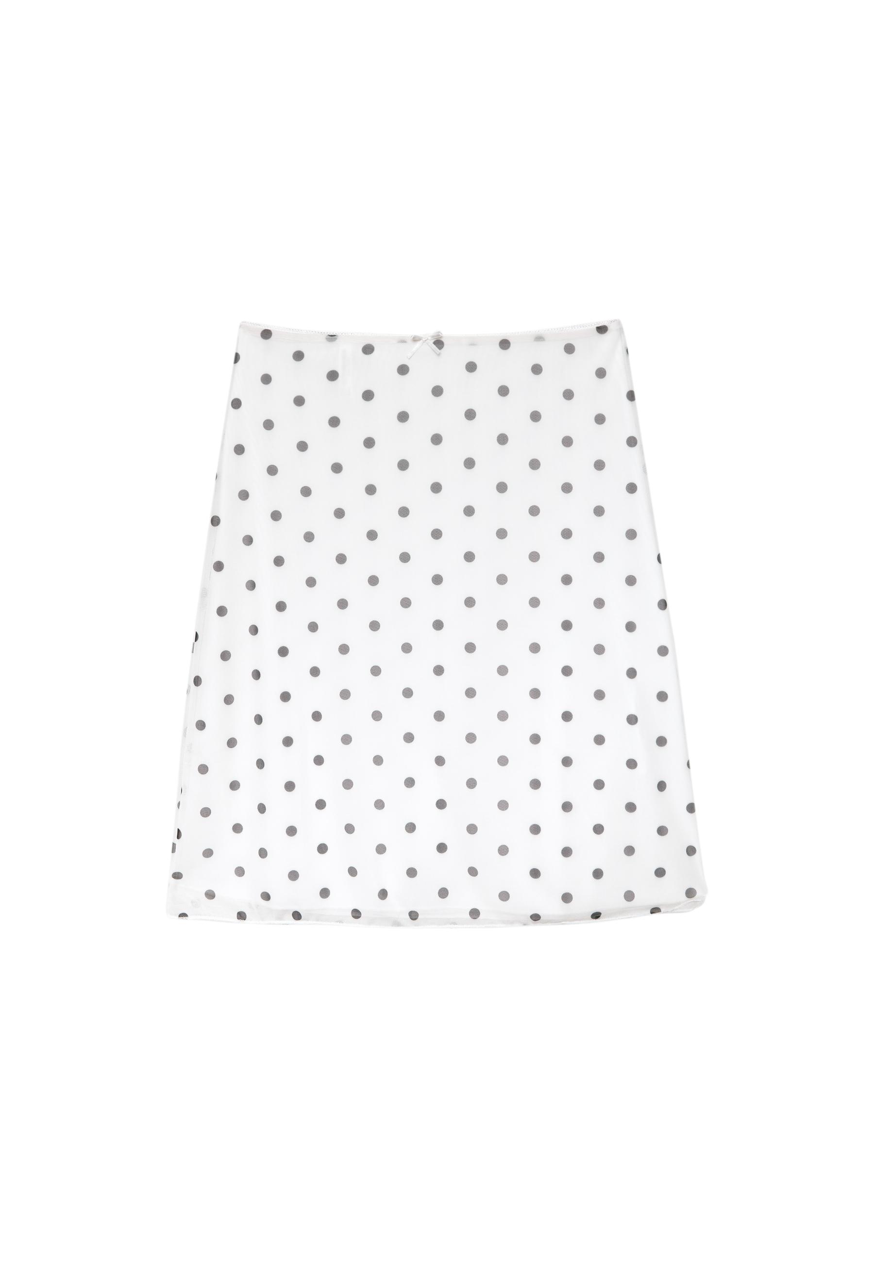 Polka dot tulle midi skirt — Ecru