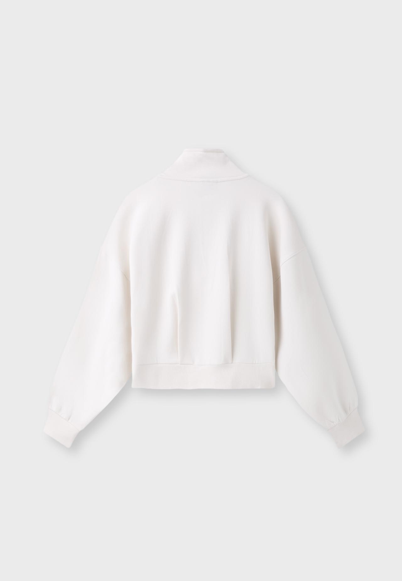B10 Zip-up sweatshirt with lapel collar — Vanilla