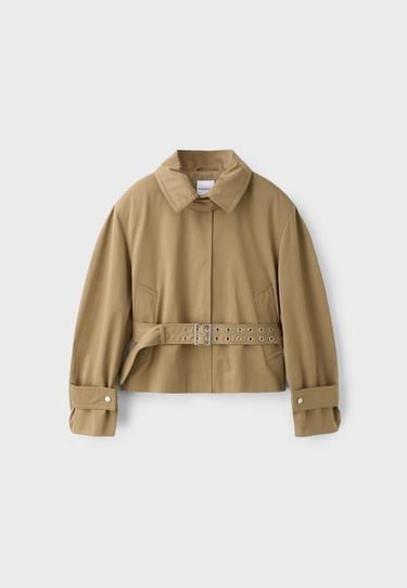 Short trench coat with belt — Beige 7