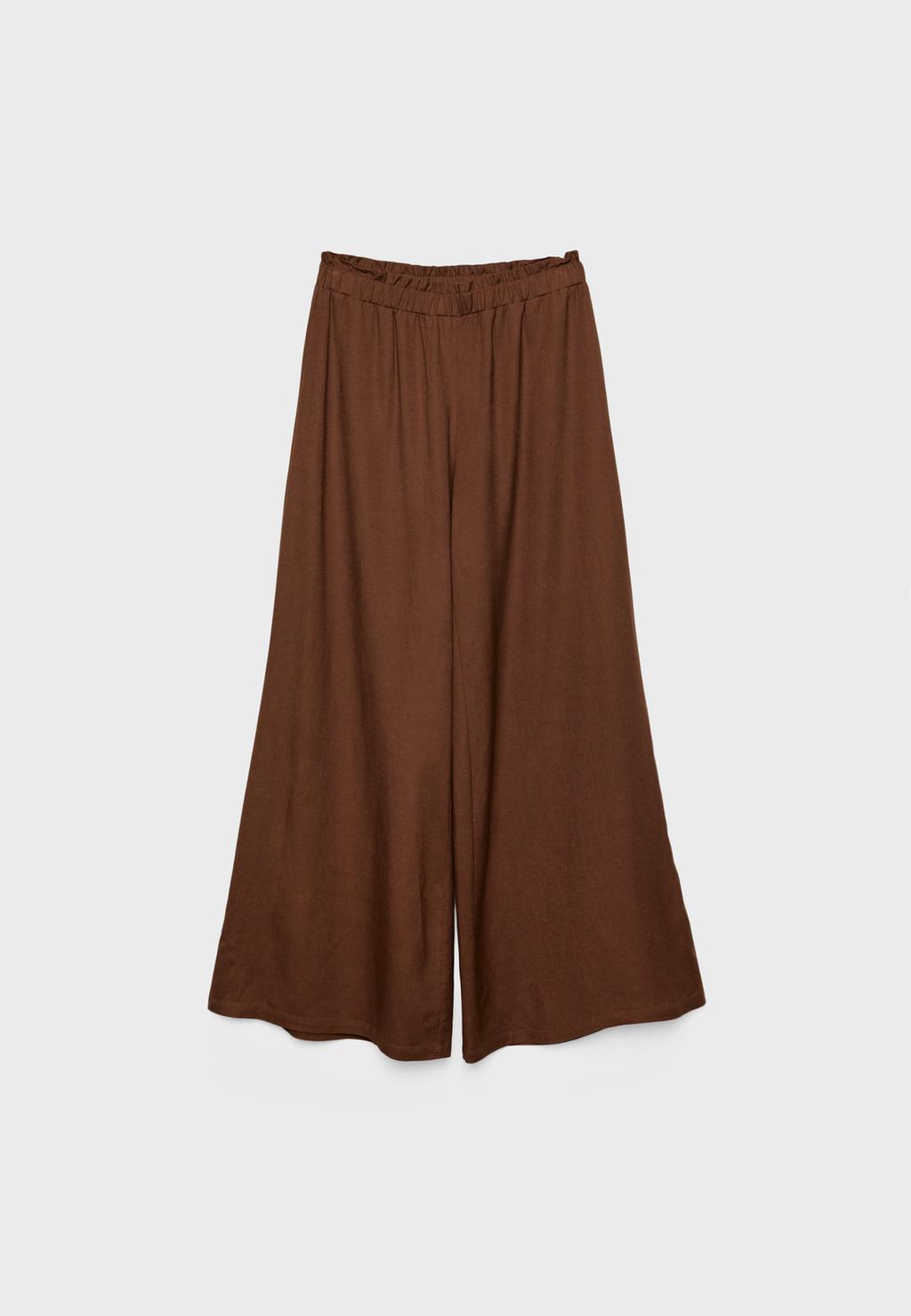 Pantalón palazzo fluido con lino