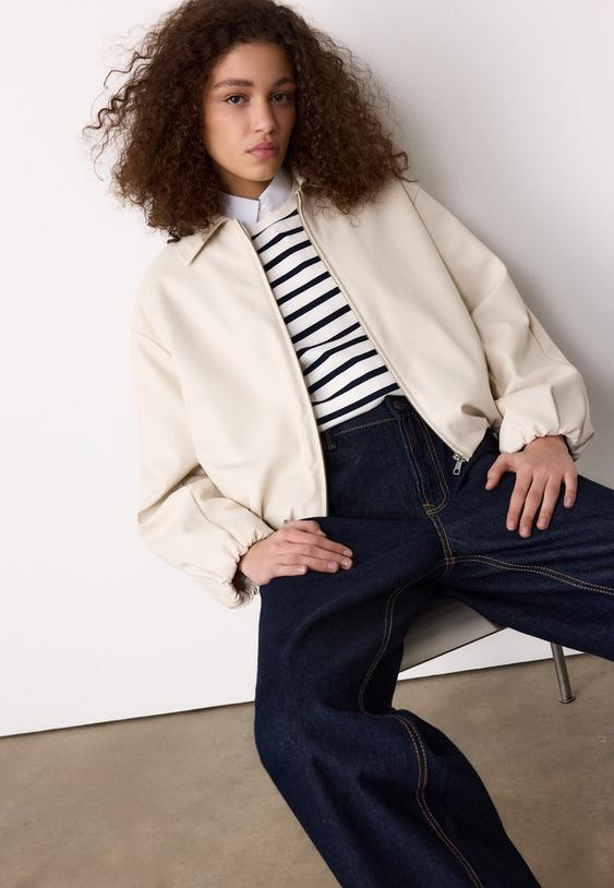 cazadora bomber acolchada efecto piel