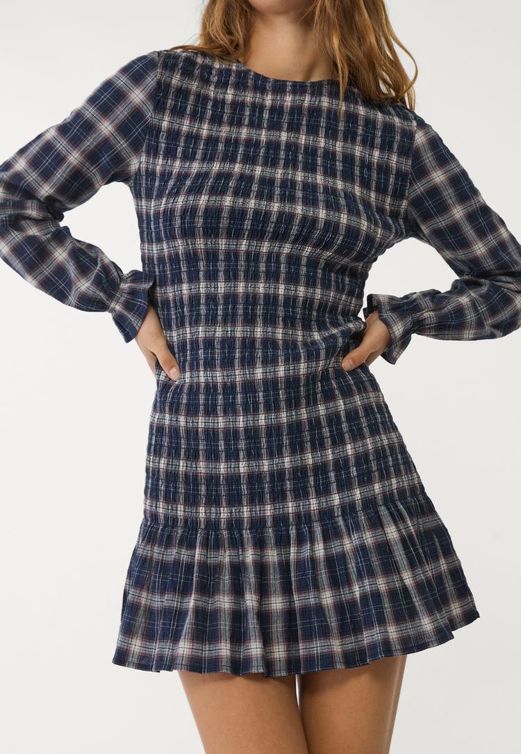 vestido corto volantes cuadros