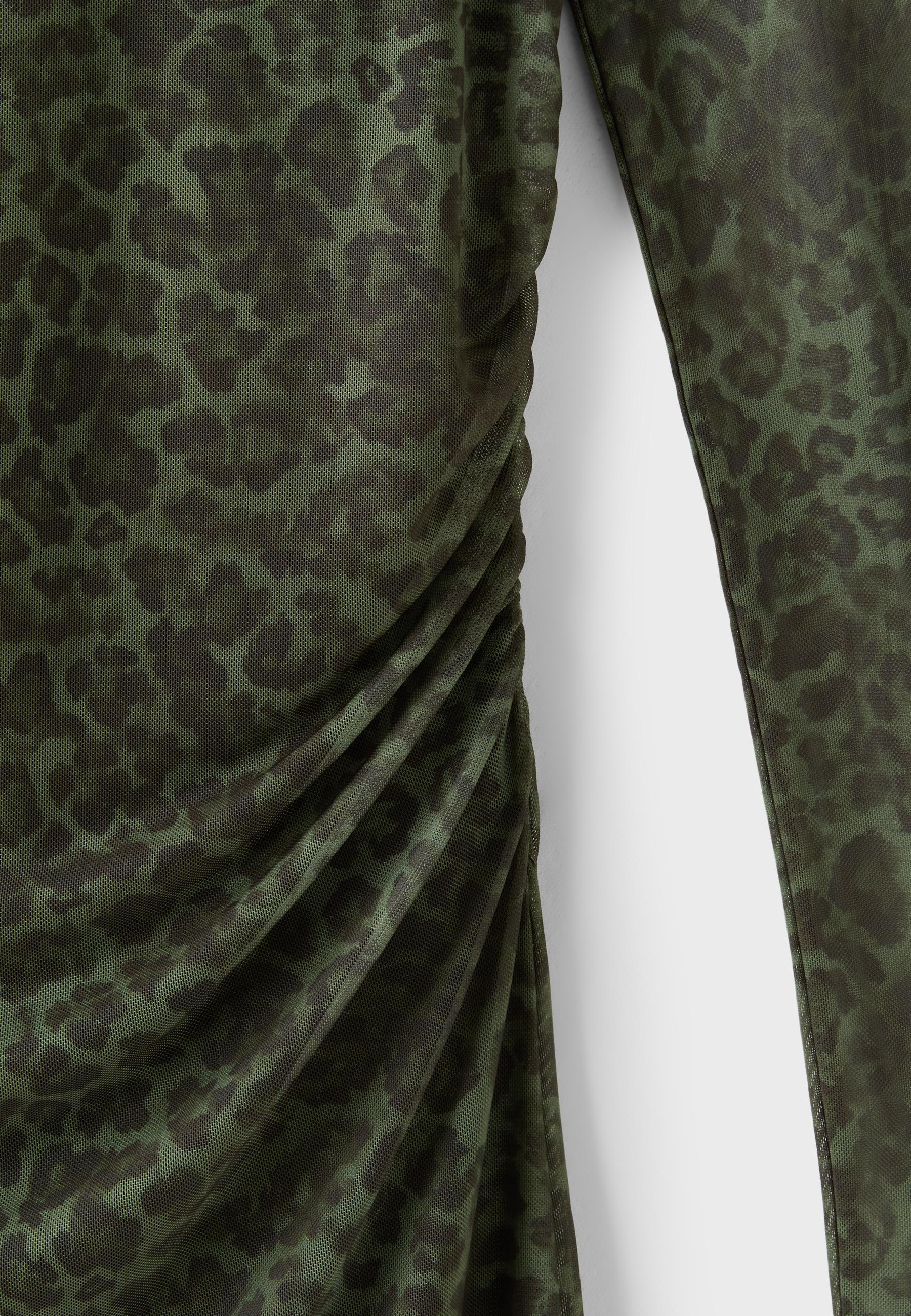 Printed tulle short dress — Khaki