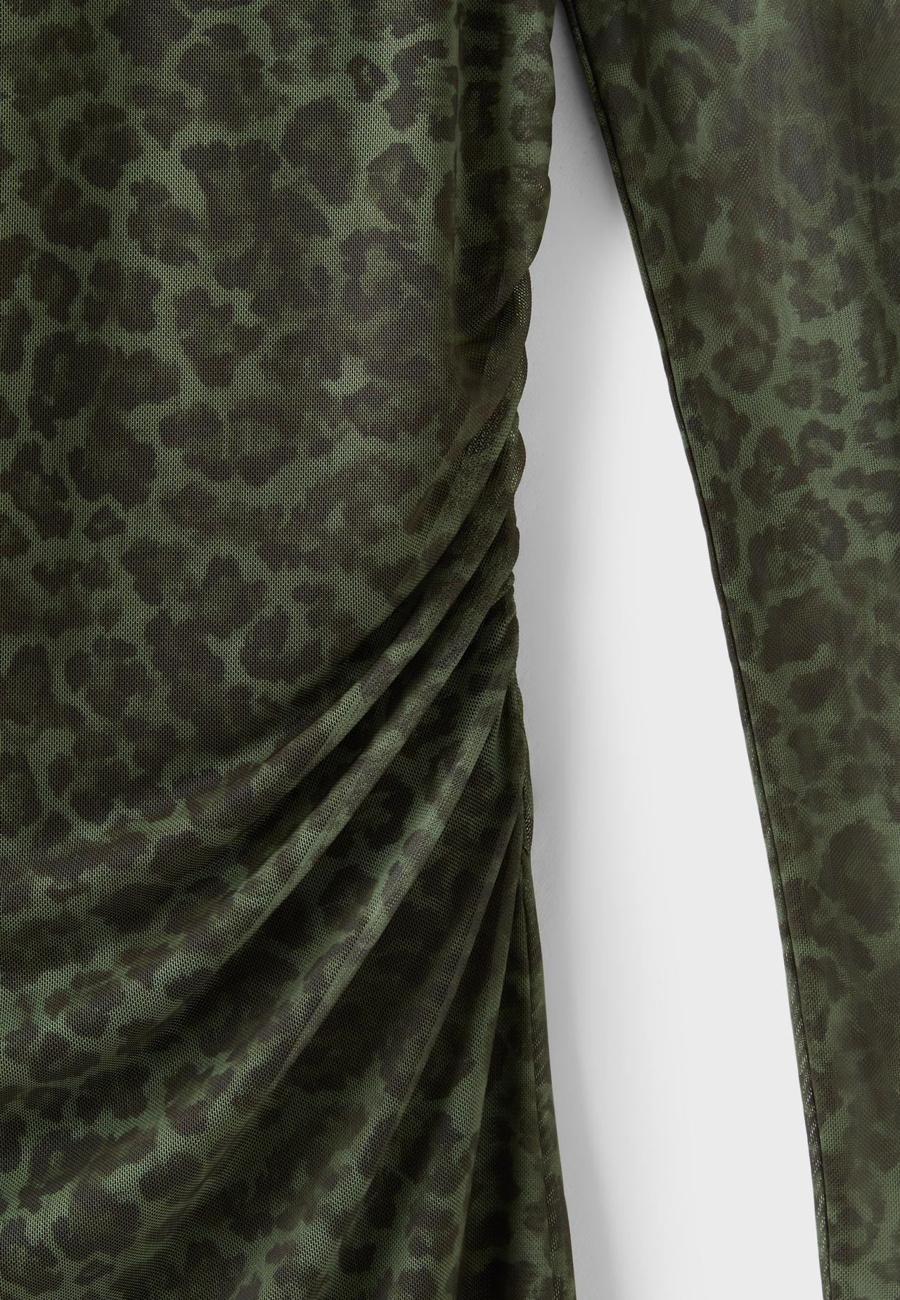 Printed tulle short dress — Khaki