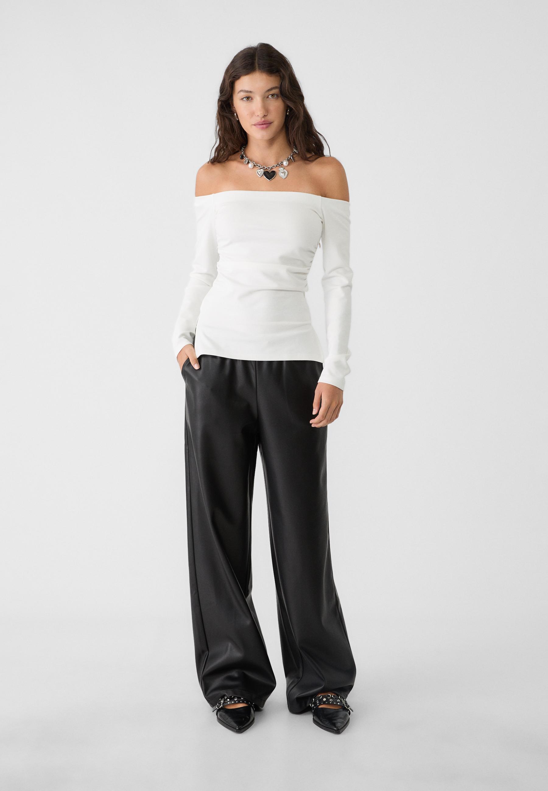 Stradivarius pantalon cuir sale