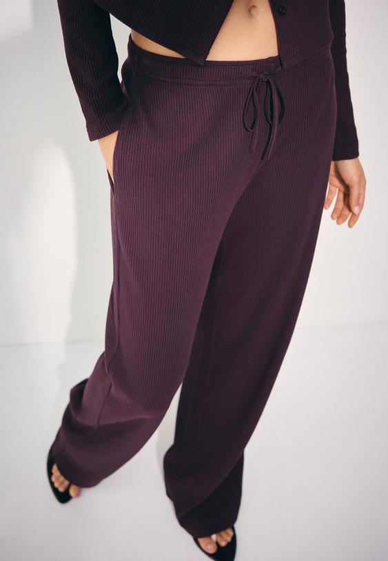 pantalon en maille cotelee douce