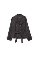 Kemerli ve dökümlü kısa trençkot - Görsel 15