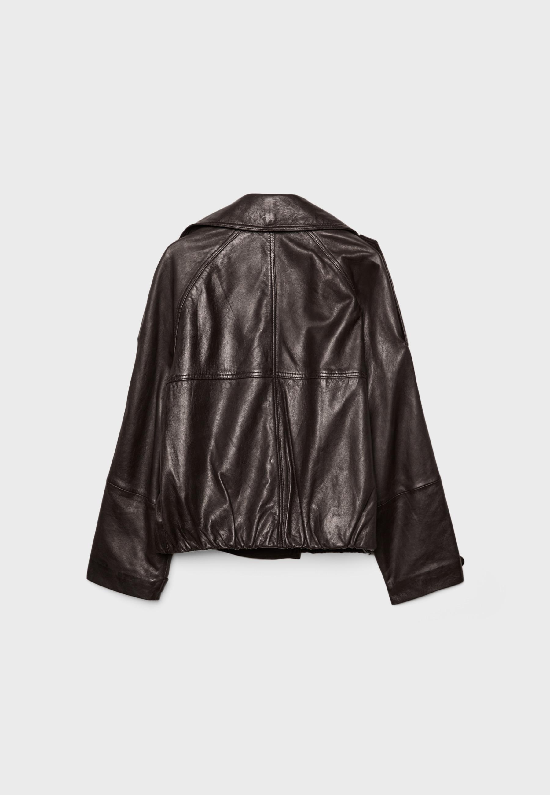 Oversize 100% leather trench coat — Brown