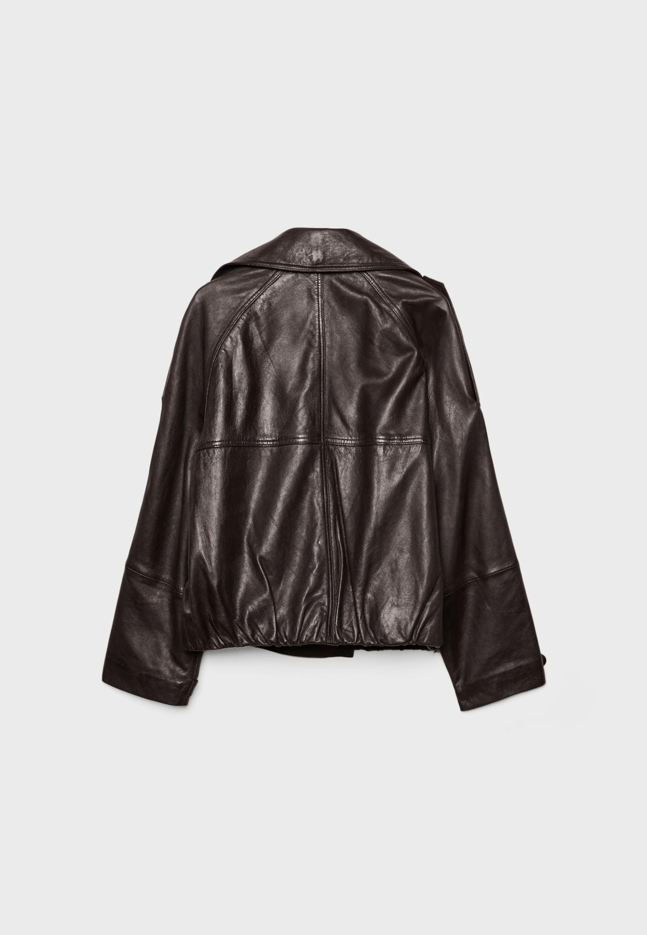 100% leather oversize trench coat — Brown
