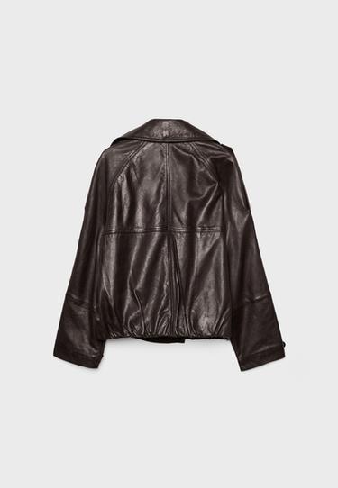 100% leather oversize trench coat — Brown 9