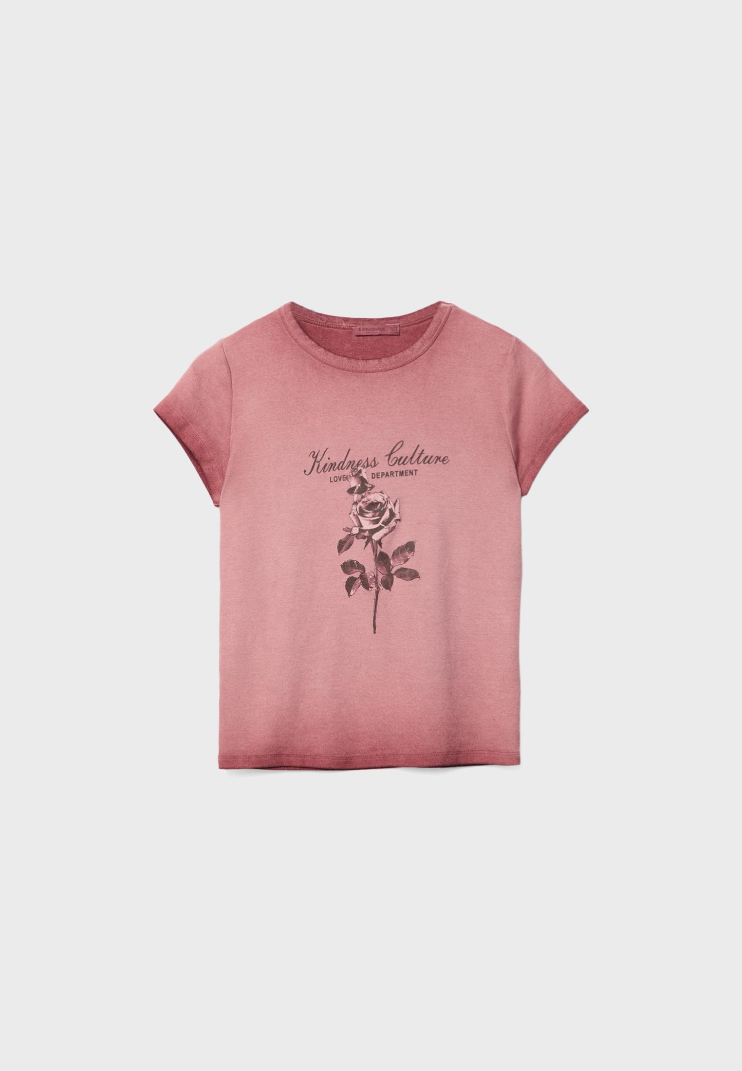 Camiseta rosa stradivarius sale