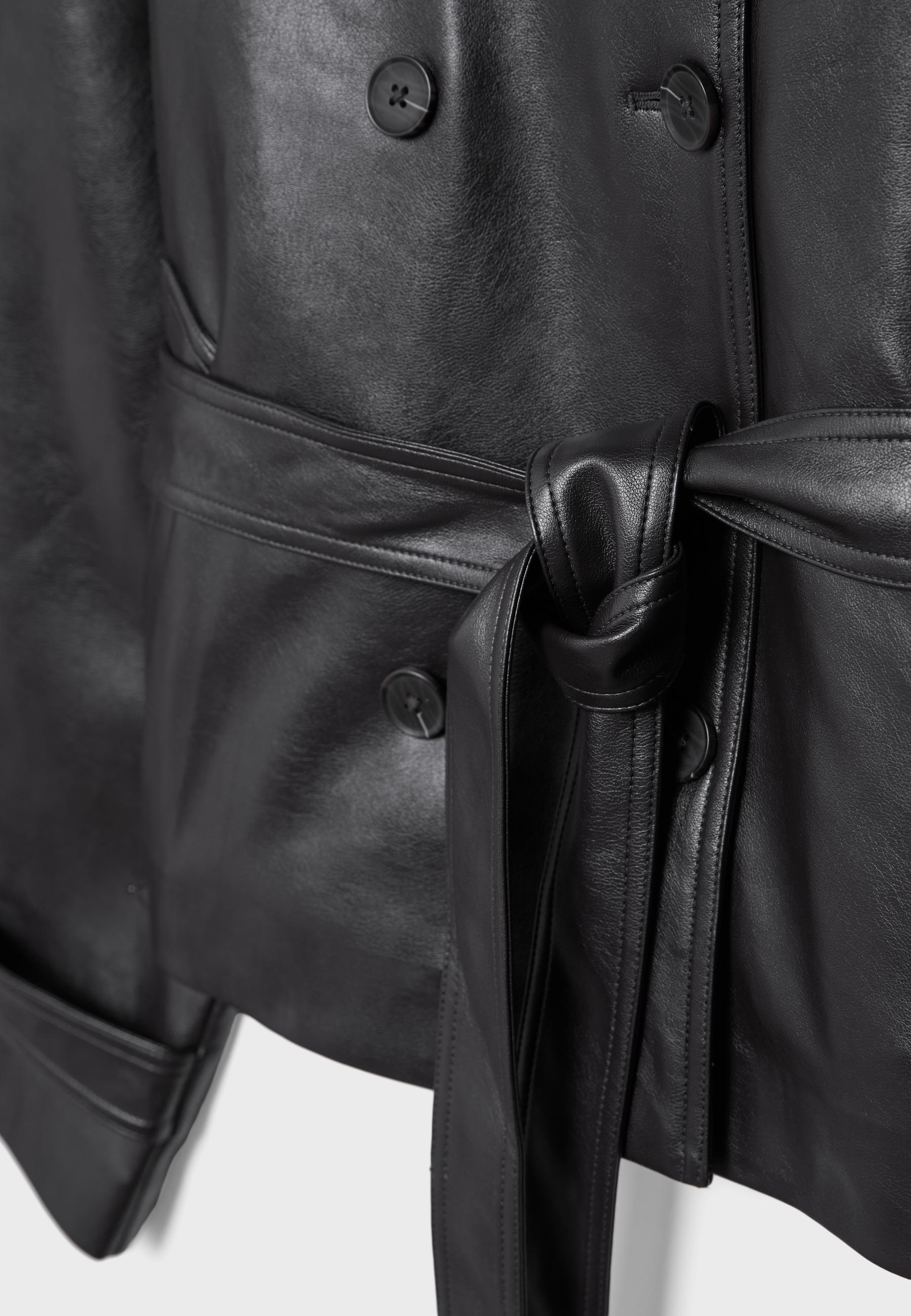 High neck leather effect trench coat - Women's fashion