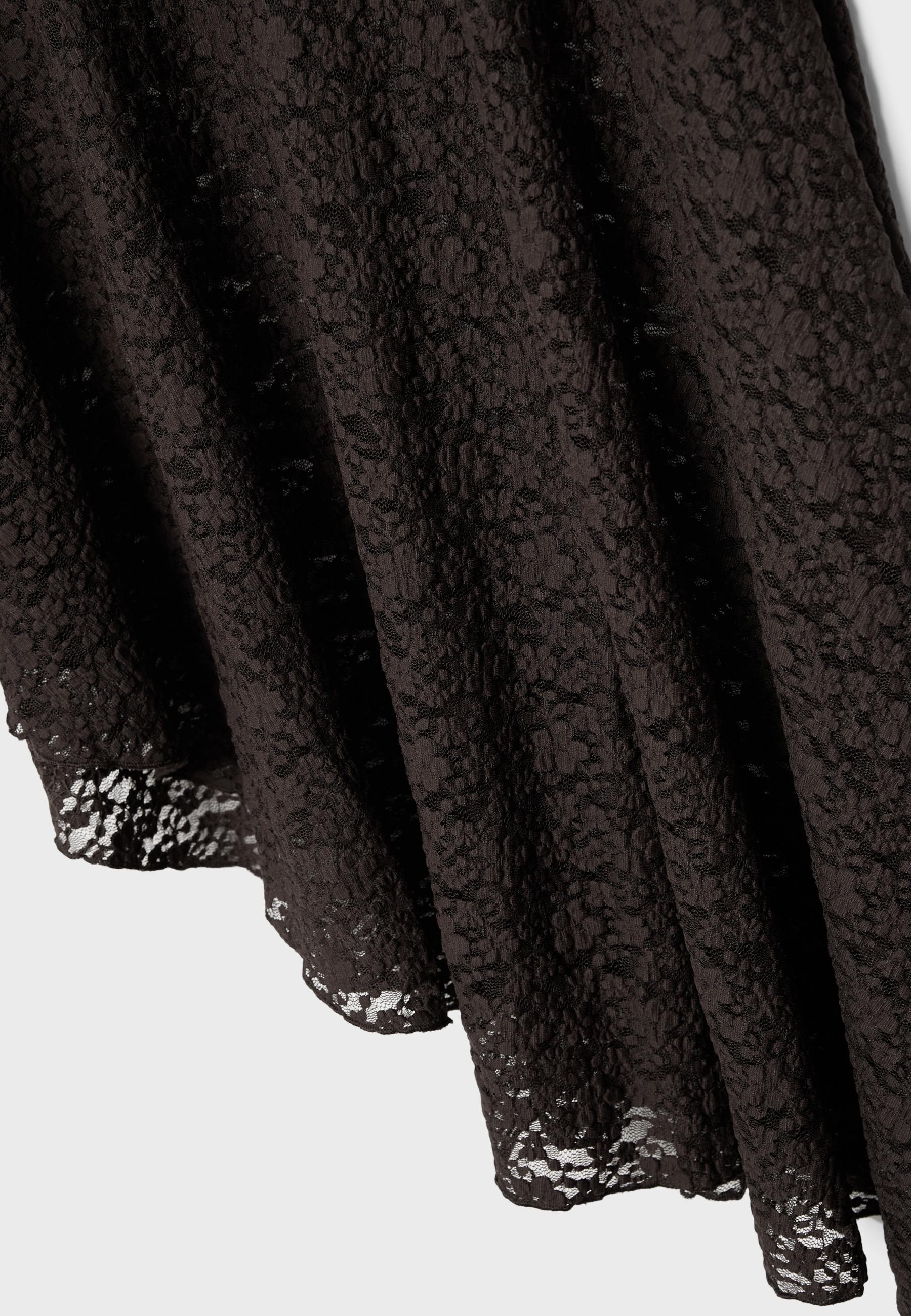 Asymmetric lace midi skirt — Brown
