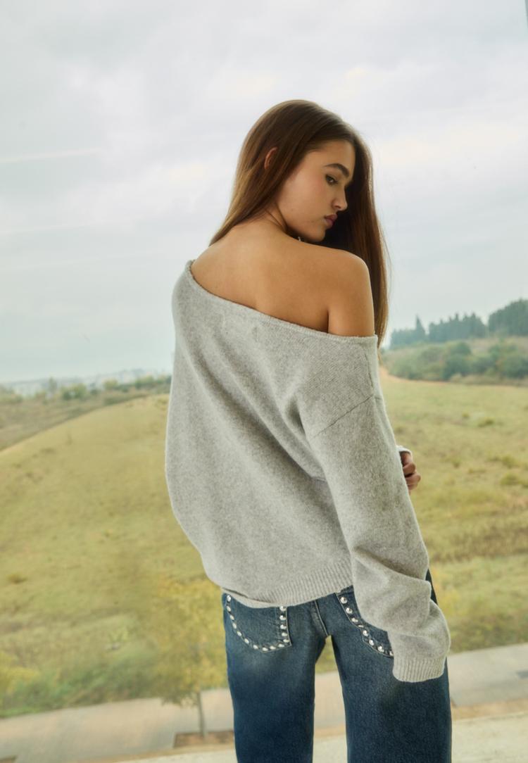 camisola de malha assimetrica