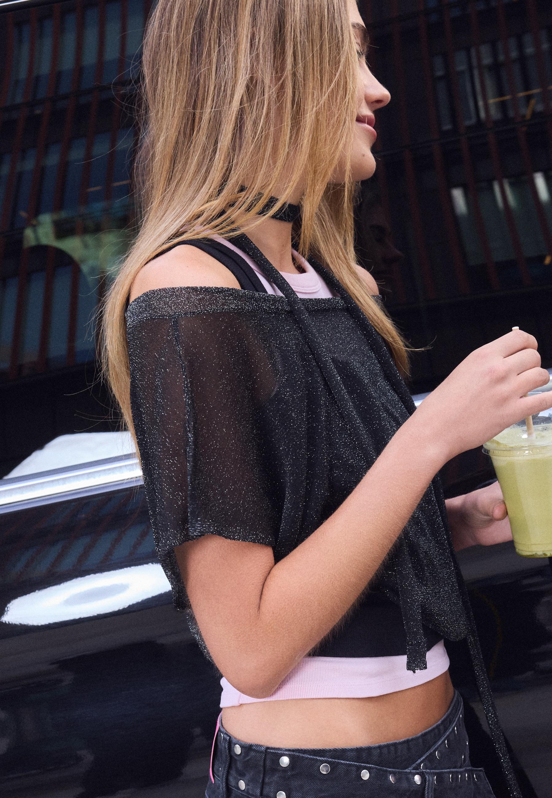 One Dilemma metallic thread knit jumper — Black