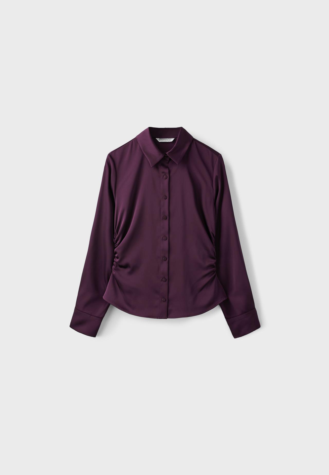 Gathered sateen shirt — Purple