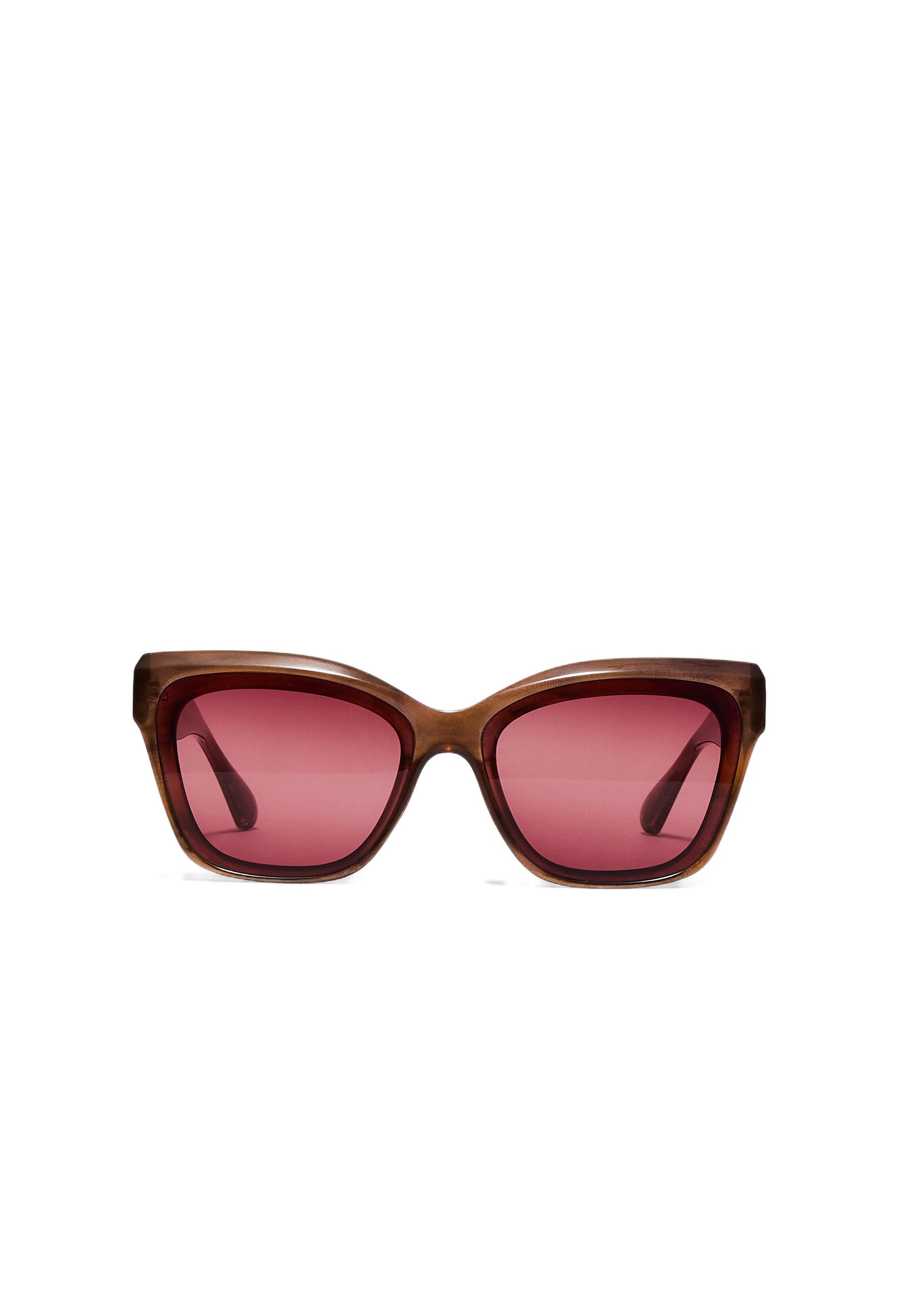 Coloured-lens square resin and crystal sunglasses — Brown