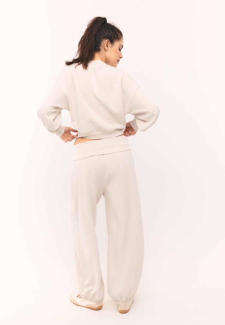 Stradivarius Παντελόνι Jogger Μπαλούν Με Γυριστή Μέση Και Απαλή Υφή Πέτρα M φωτογραφία