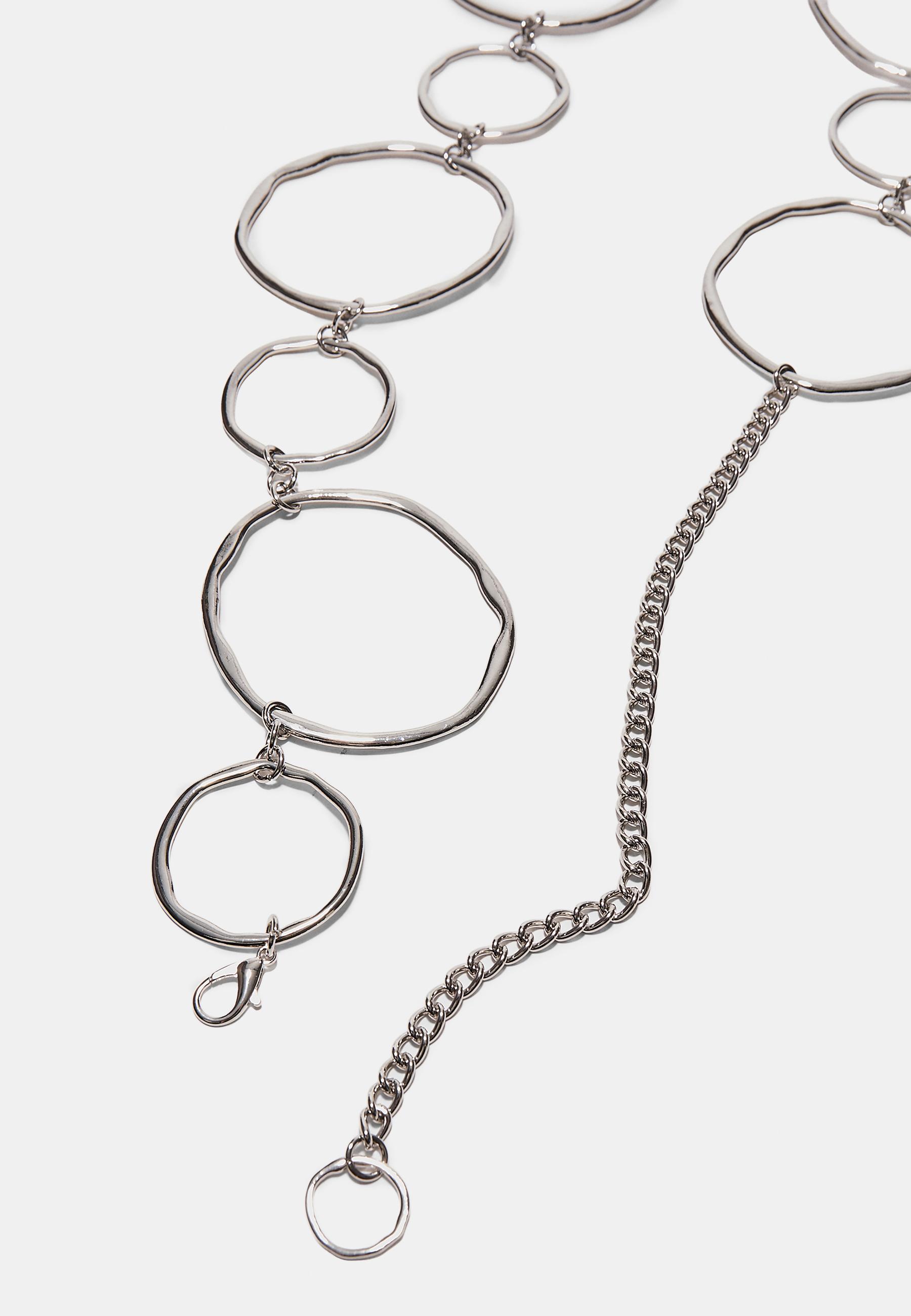 Metal belt with large ovals — Grey