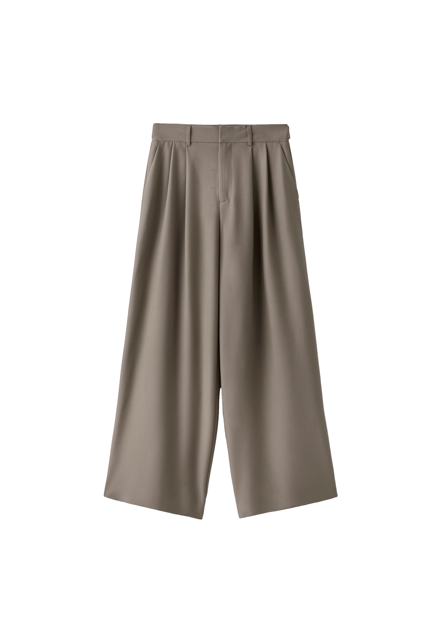 Wide-leg smart trousers with adjustable buttons — Brown