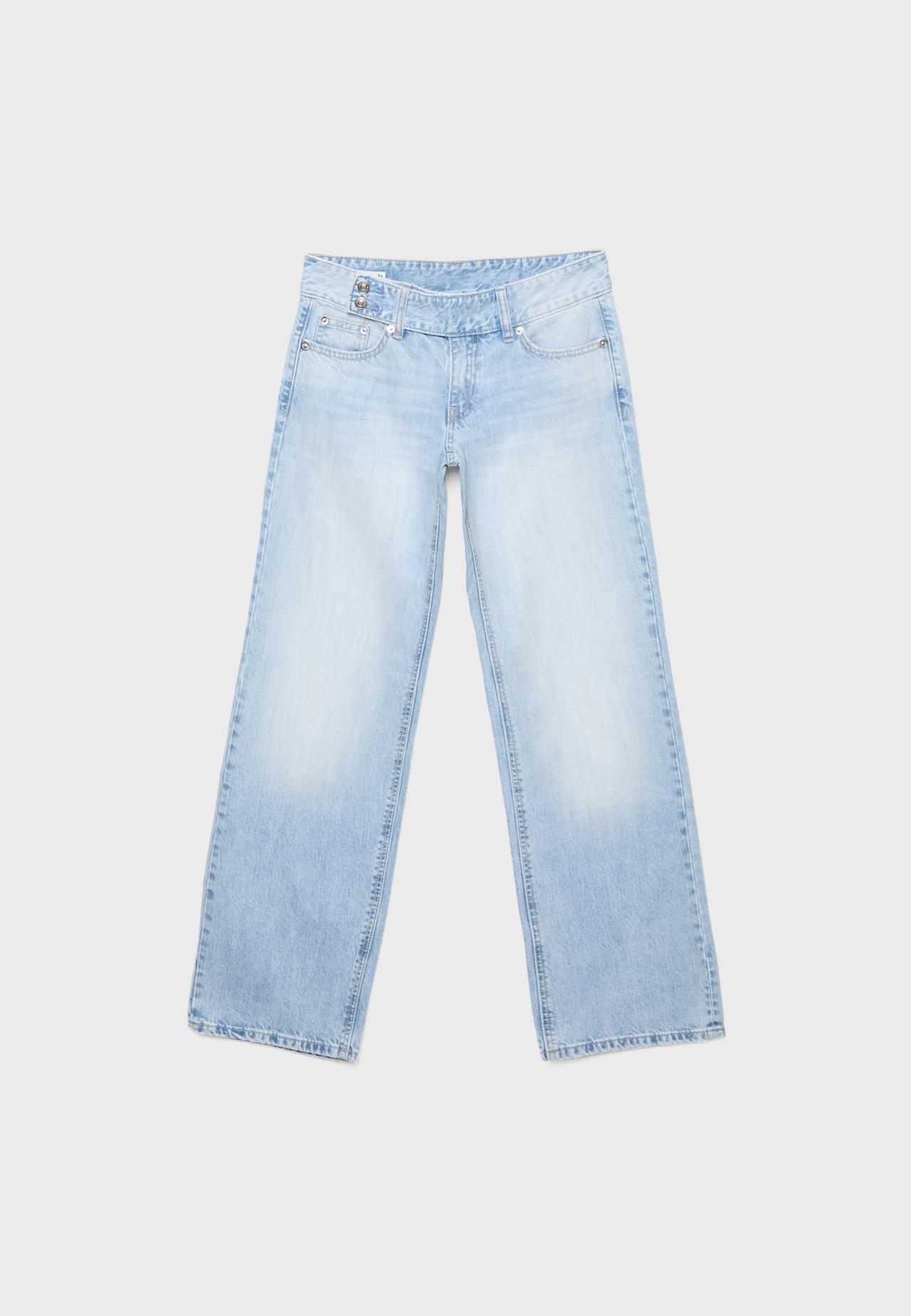 Low-rise straight jeans with hammer waist — MEDIUM LIGHT BLUE DENIM