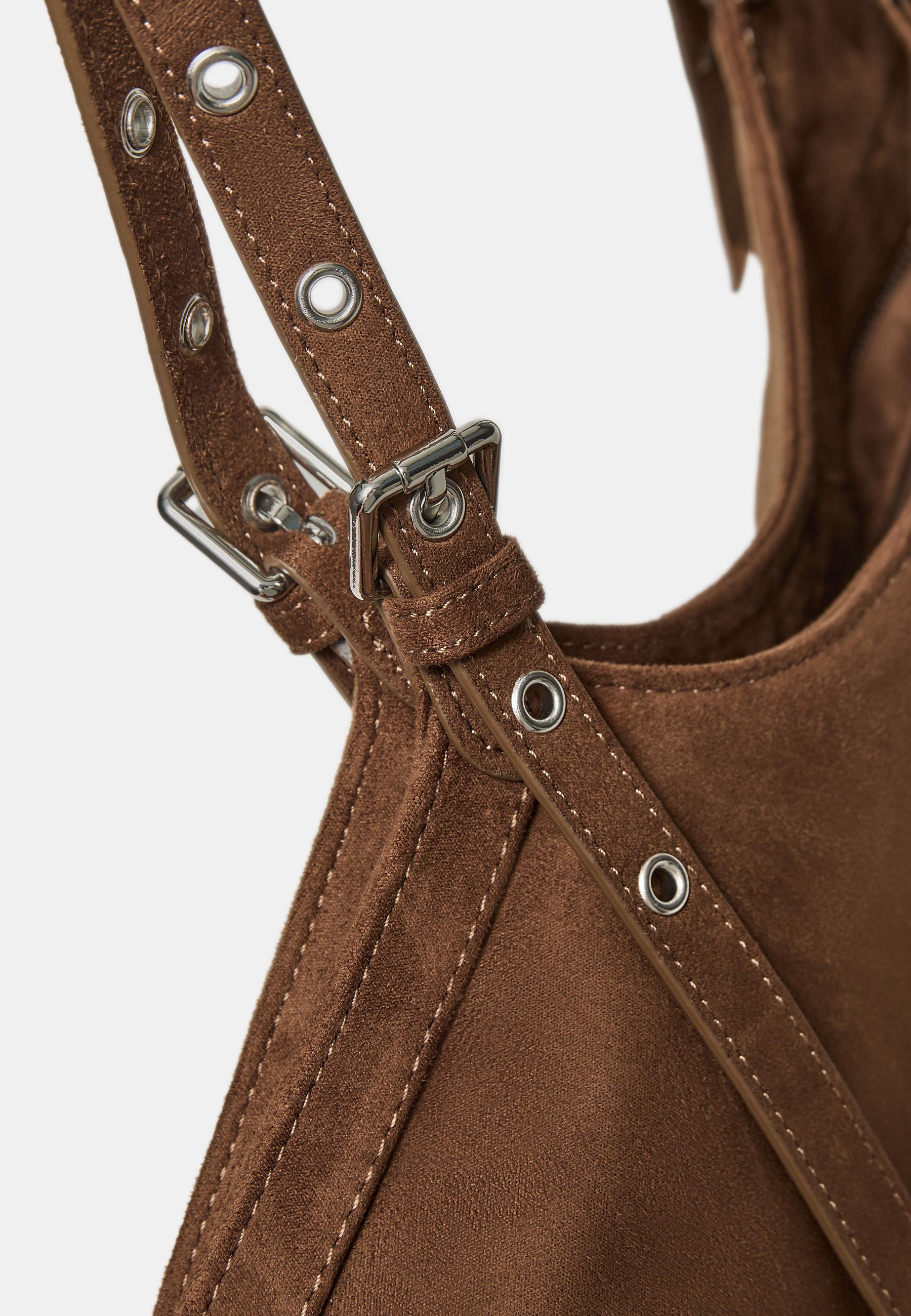 Shopper bag with mini buckle detail — Terracotta