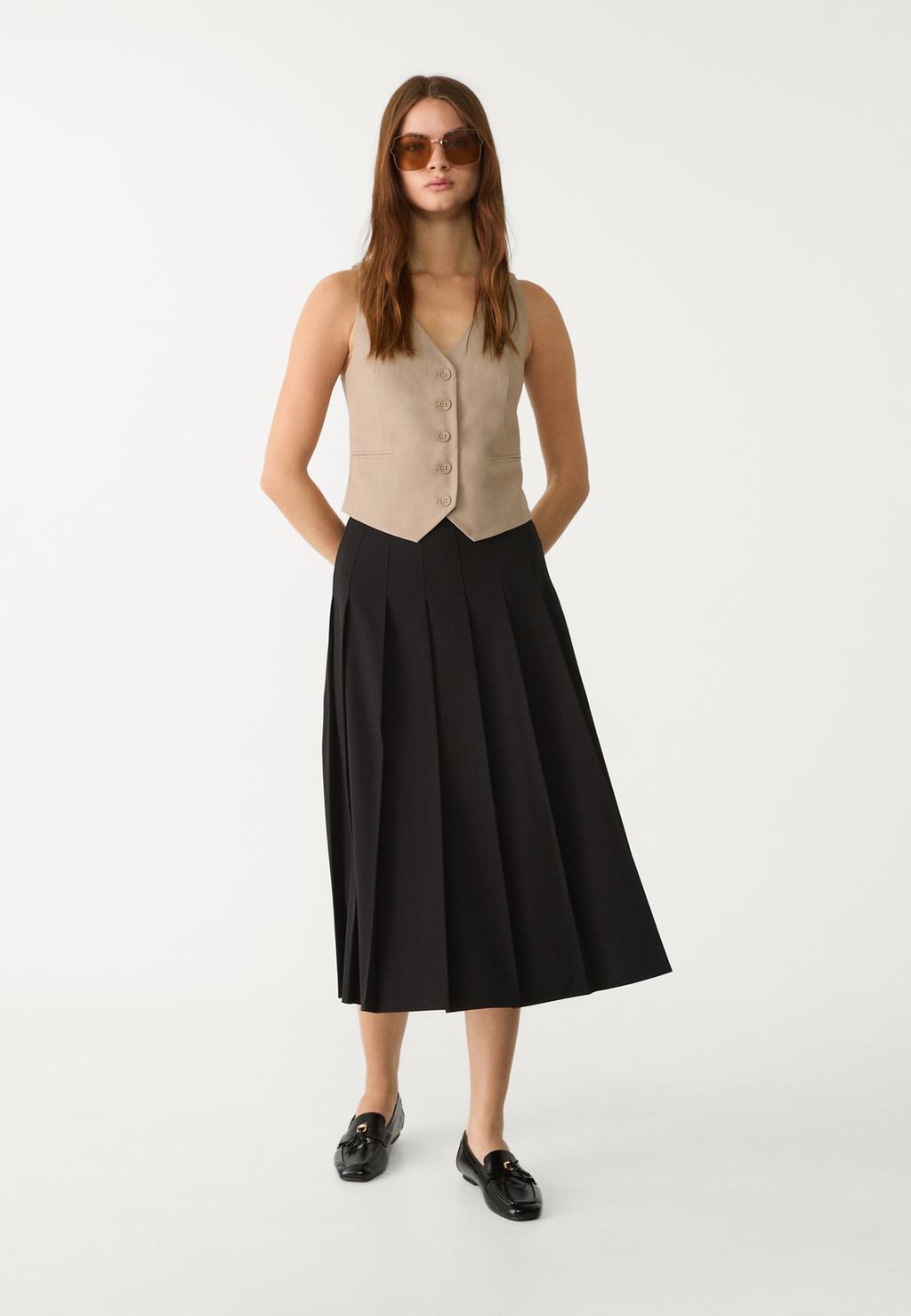 Midi skirt with box pleats