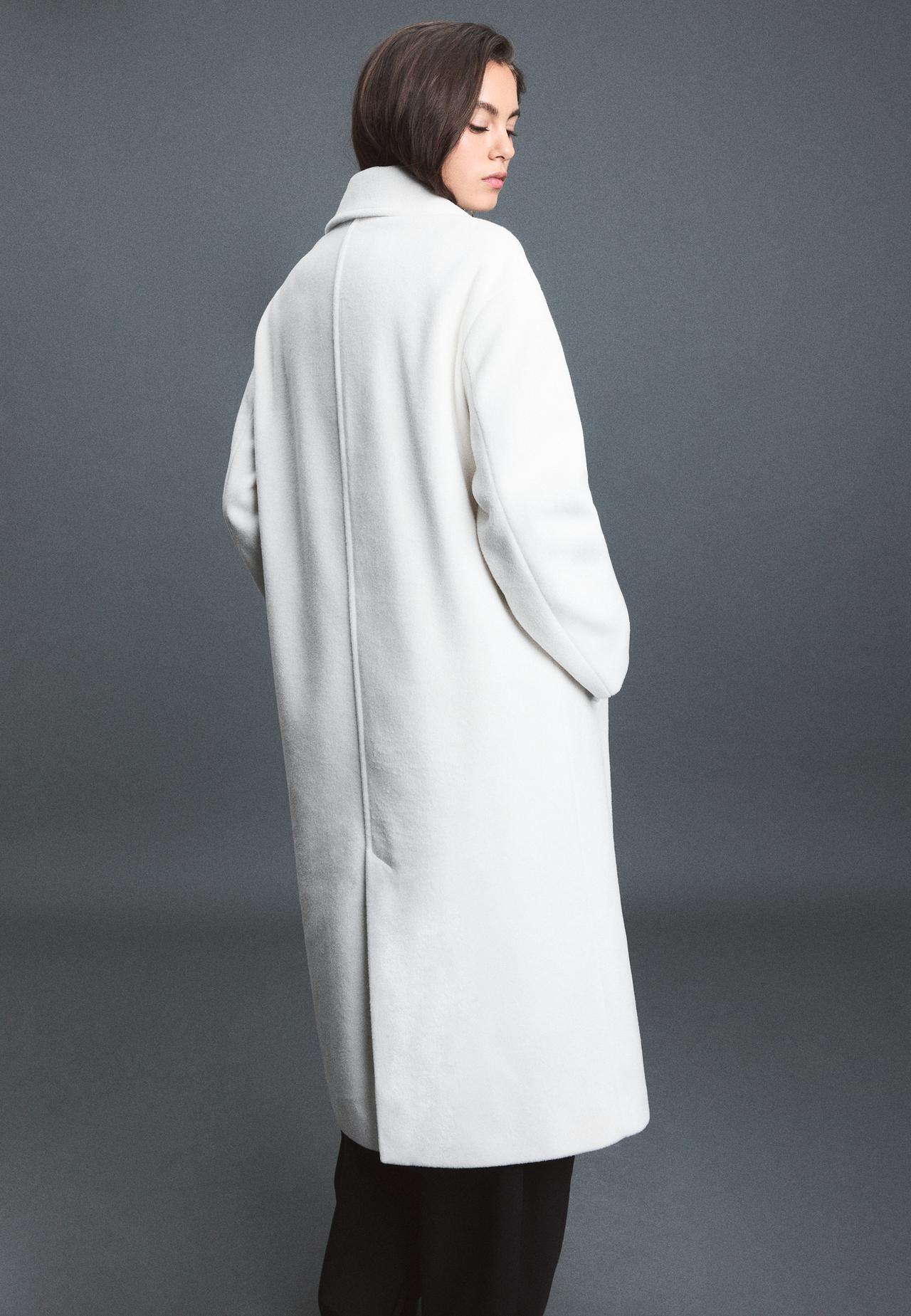 Long oversize soft-touch coat — White