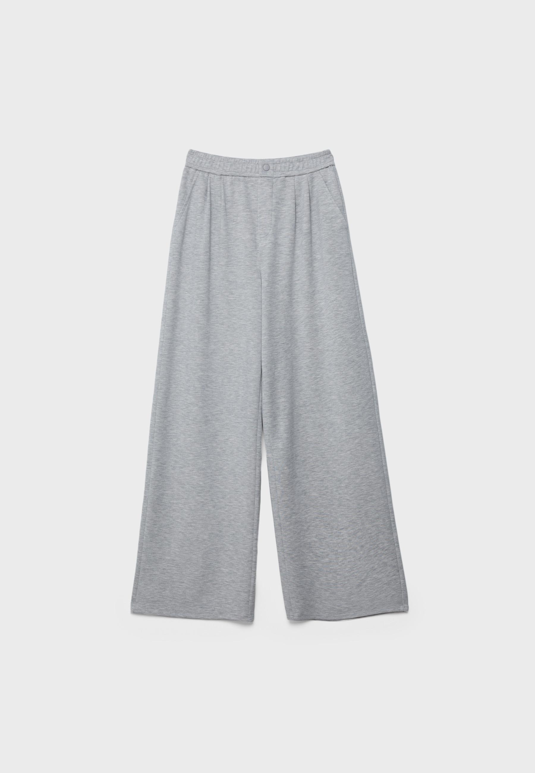 Soft-touch darted trousers — Grey melange