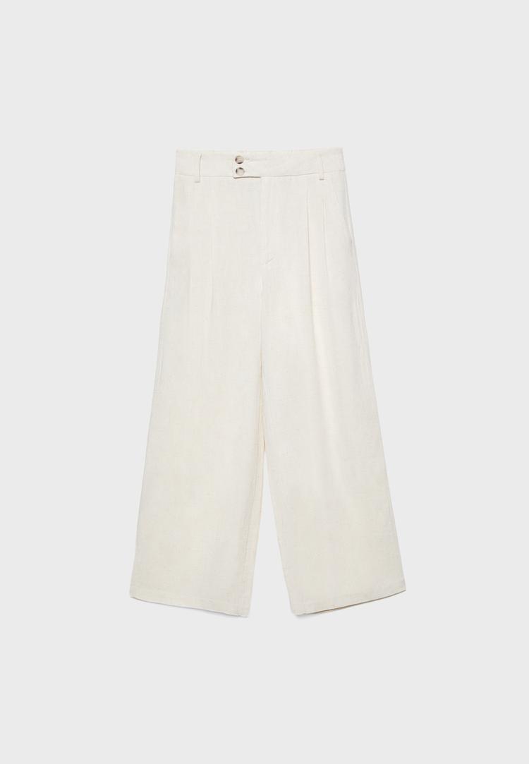 Keten karışımlı culotte pantolon_8