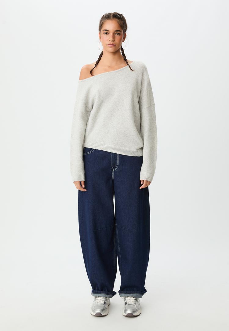 Stradivarius Stickad Tröja Med Asymmetrisk Design Xl