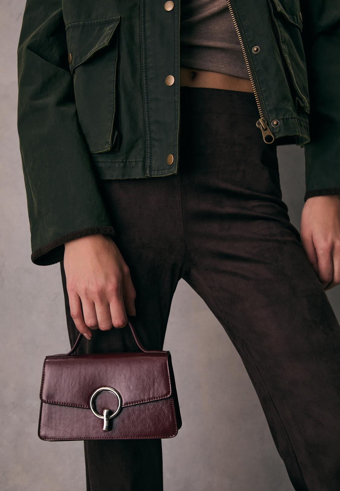 Borsa A Tracolla Rotonda Donna Con Picchi Ondulati – Stampa Elegante, Cerniera, Spallacci Regolabili, Tessuto Oxford