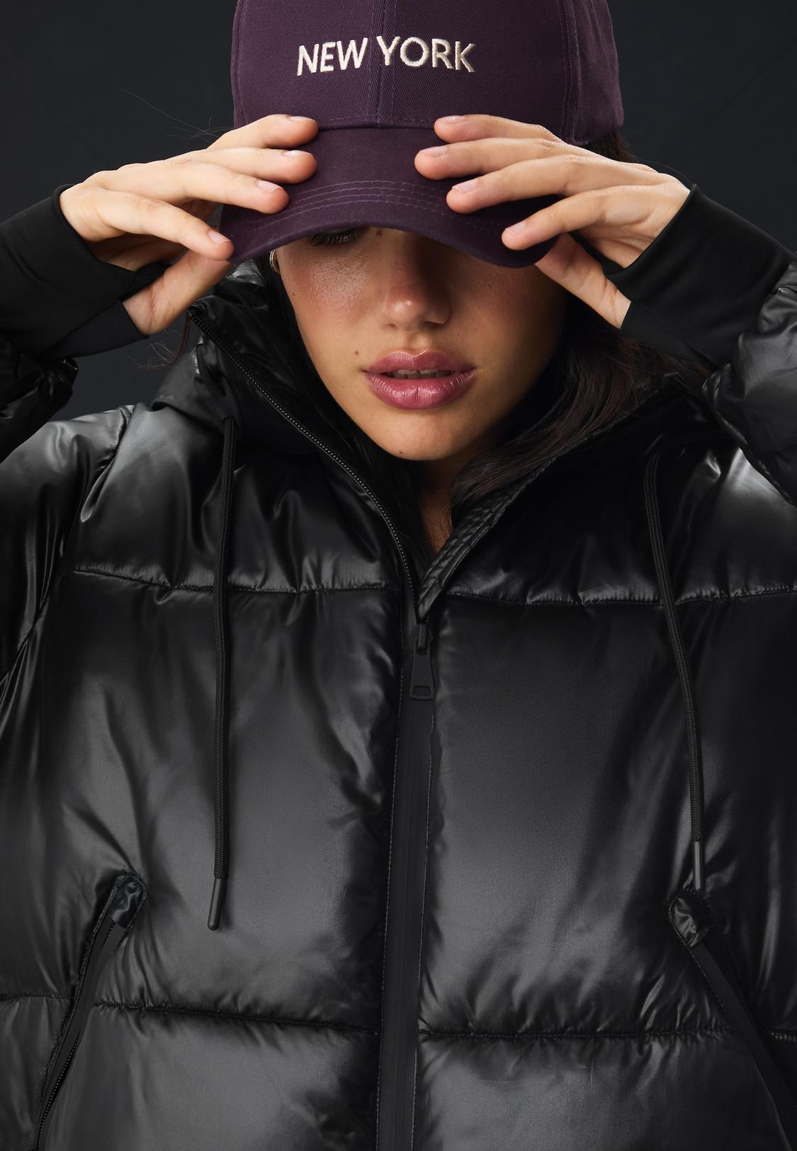 Hooded Jacket Black Cool Jacket Metallic Hooded Puffer Jacket