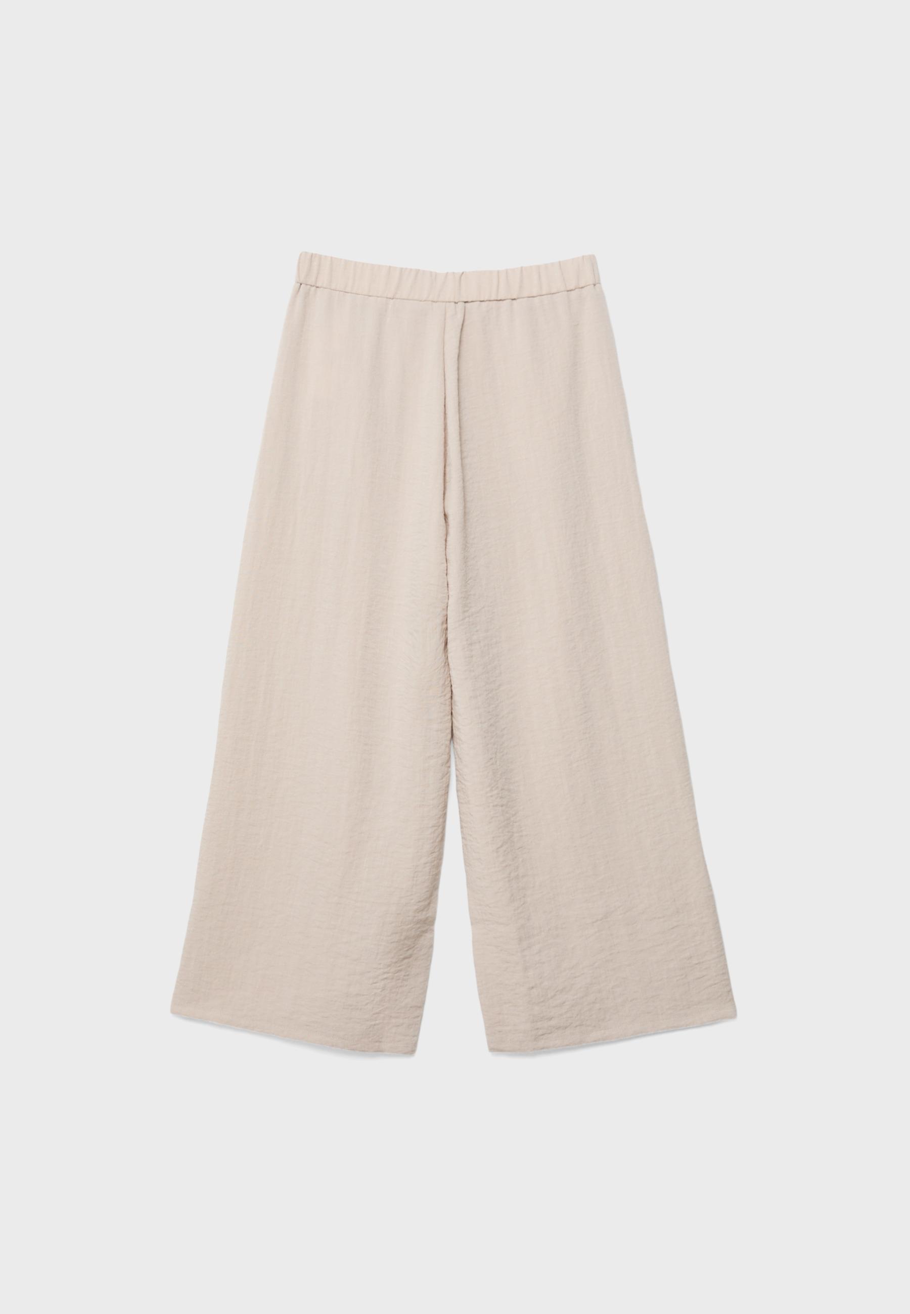 Keten görünümlü culotte pantolon - Görsel 7