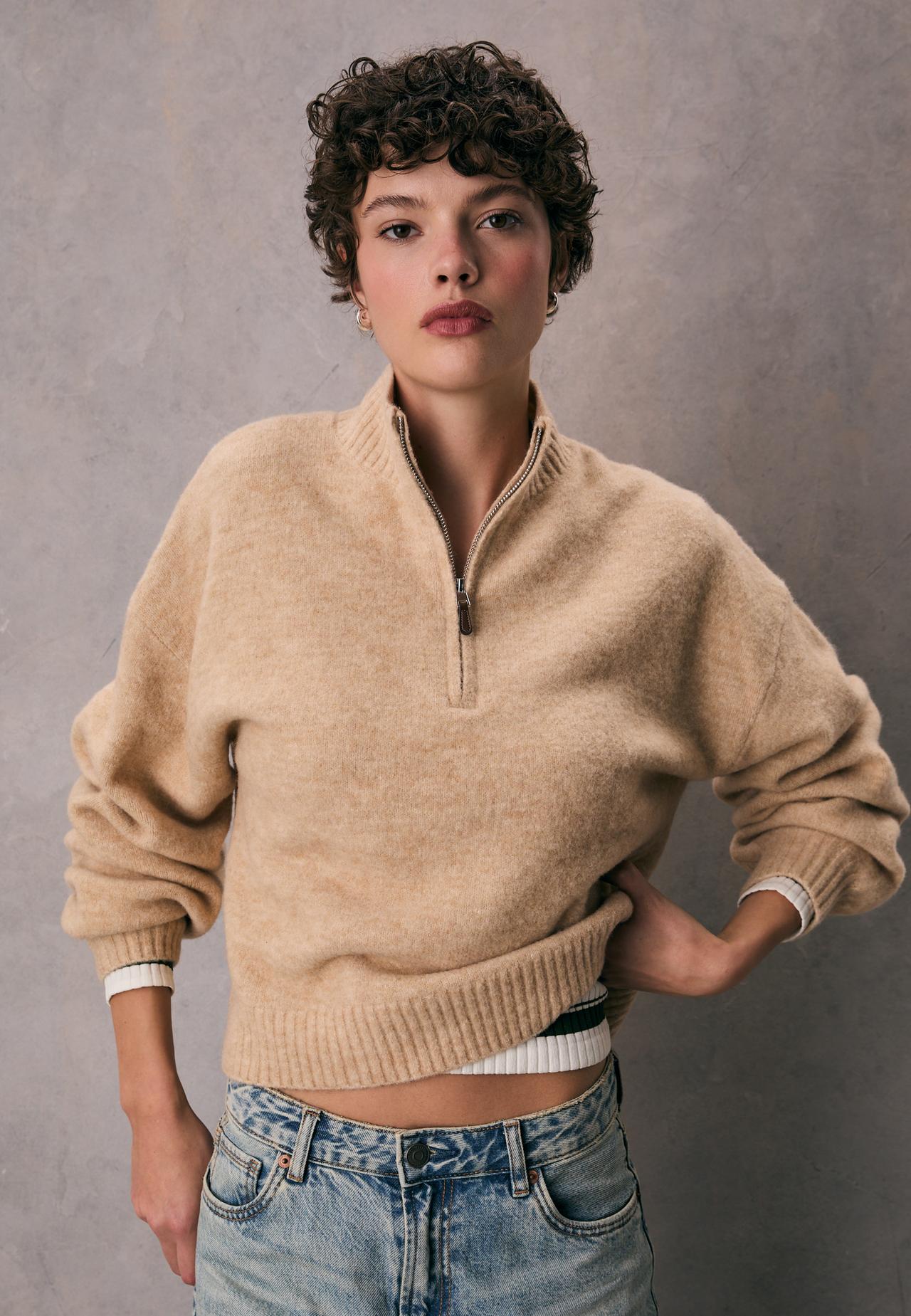 Pull en maille zippé