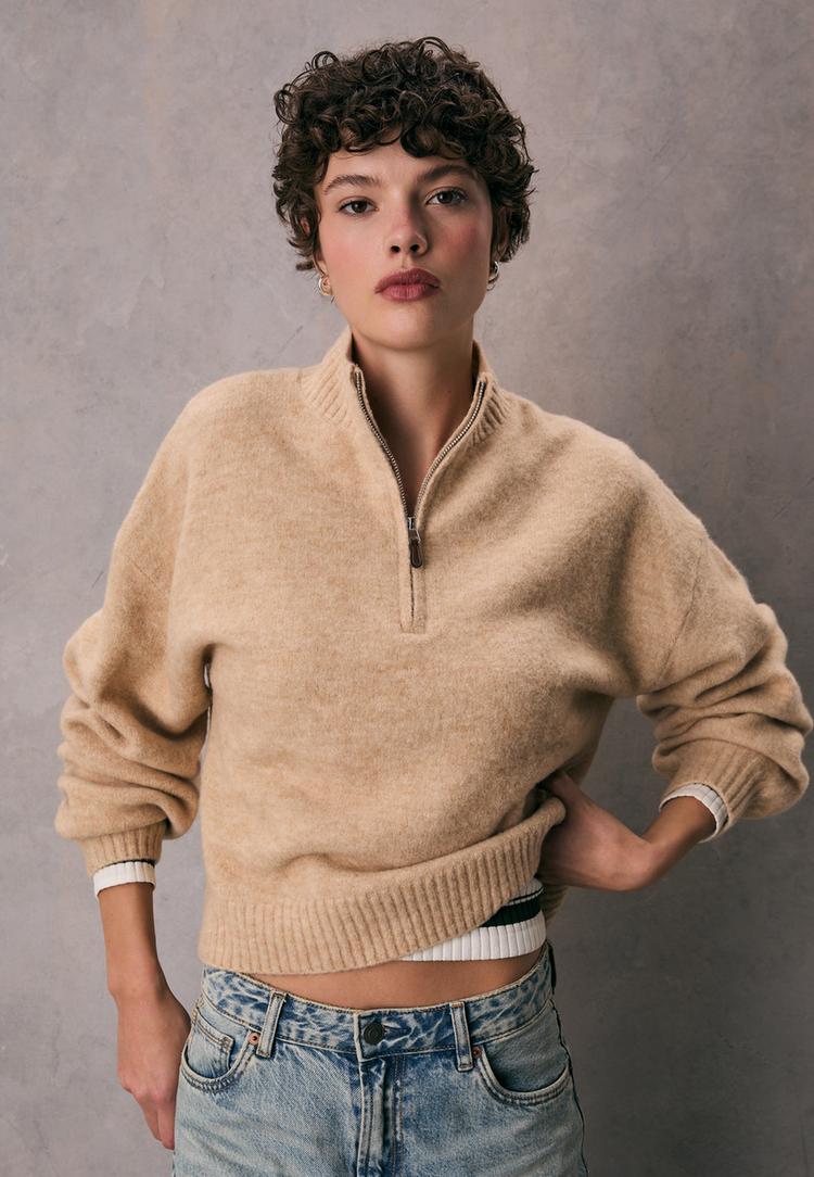 tricot trui met rits