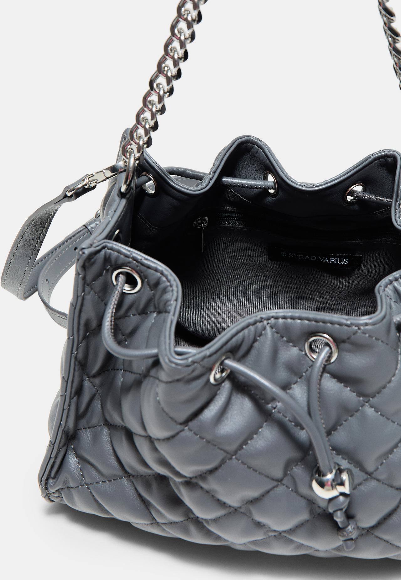 Quilted gathered shoulder bag — Dark grey