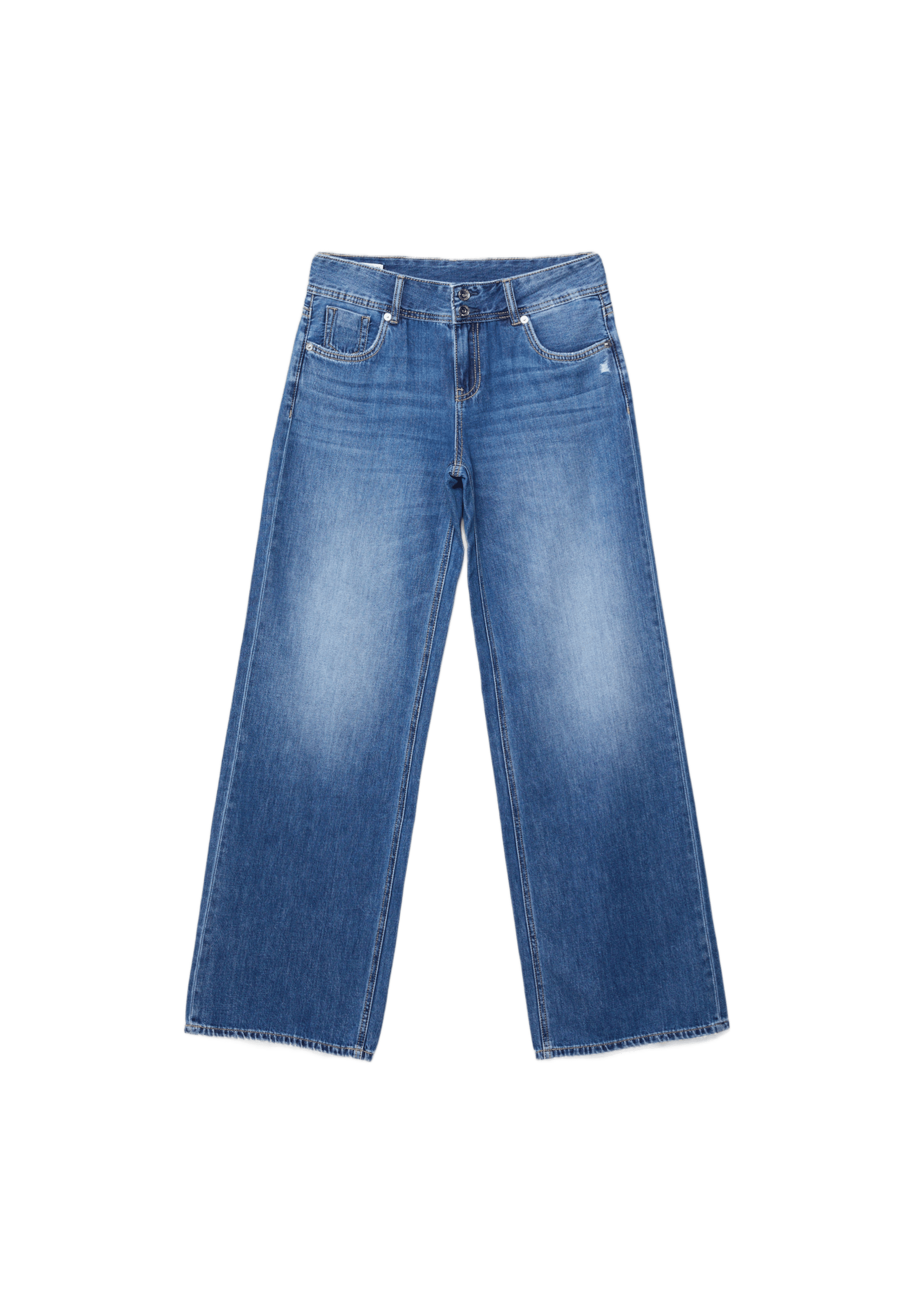 Low-rise double-button jeans — MEDIUM BLUE DENIM