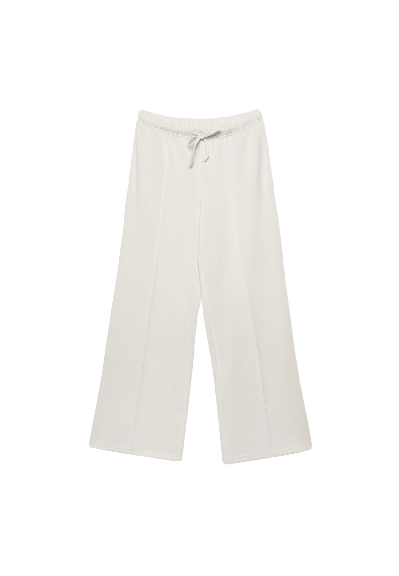 Soft-touch wide-leg pin-tuck joggers — Stone