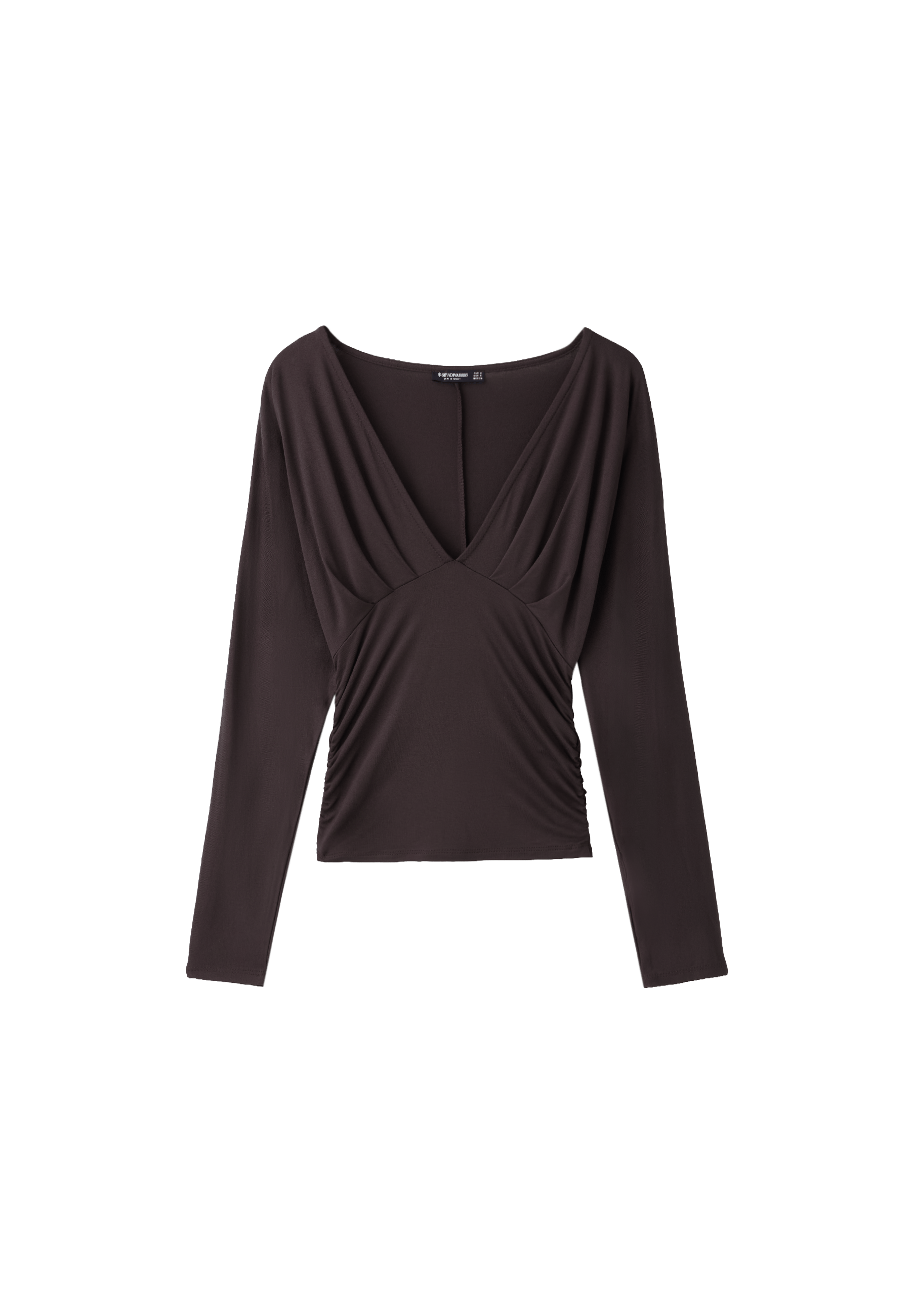 Long sleeve V-neck T-shirt — Brown