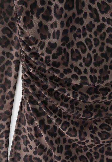 Printed tulle short dress — Mid beige 9