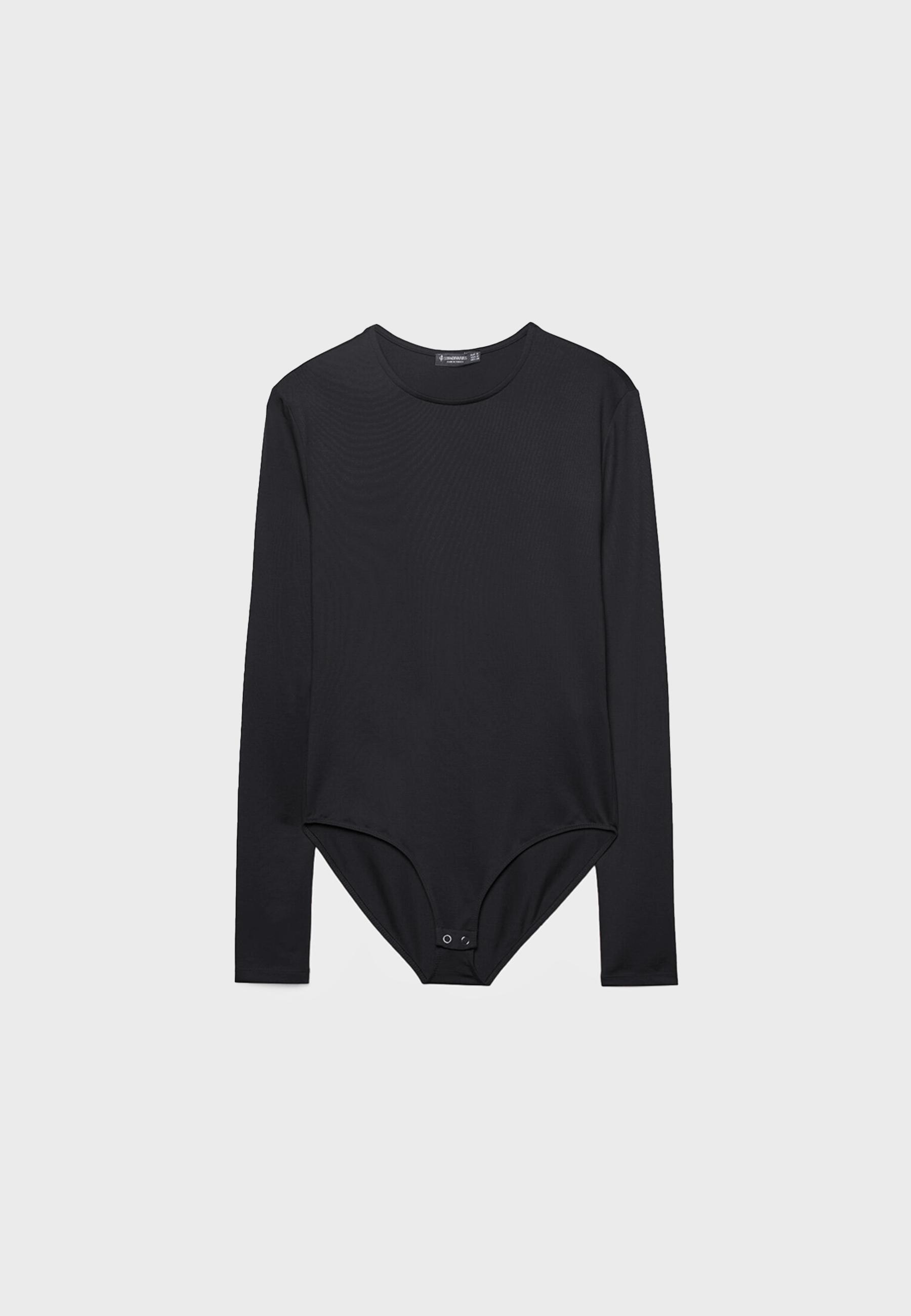 Long sleeve polyamide bodysuit — Black