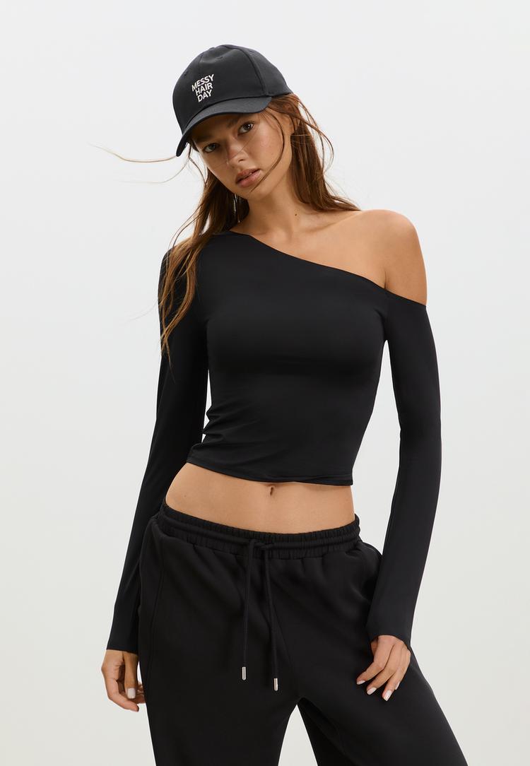 camiseta asimetrica poliamida