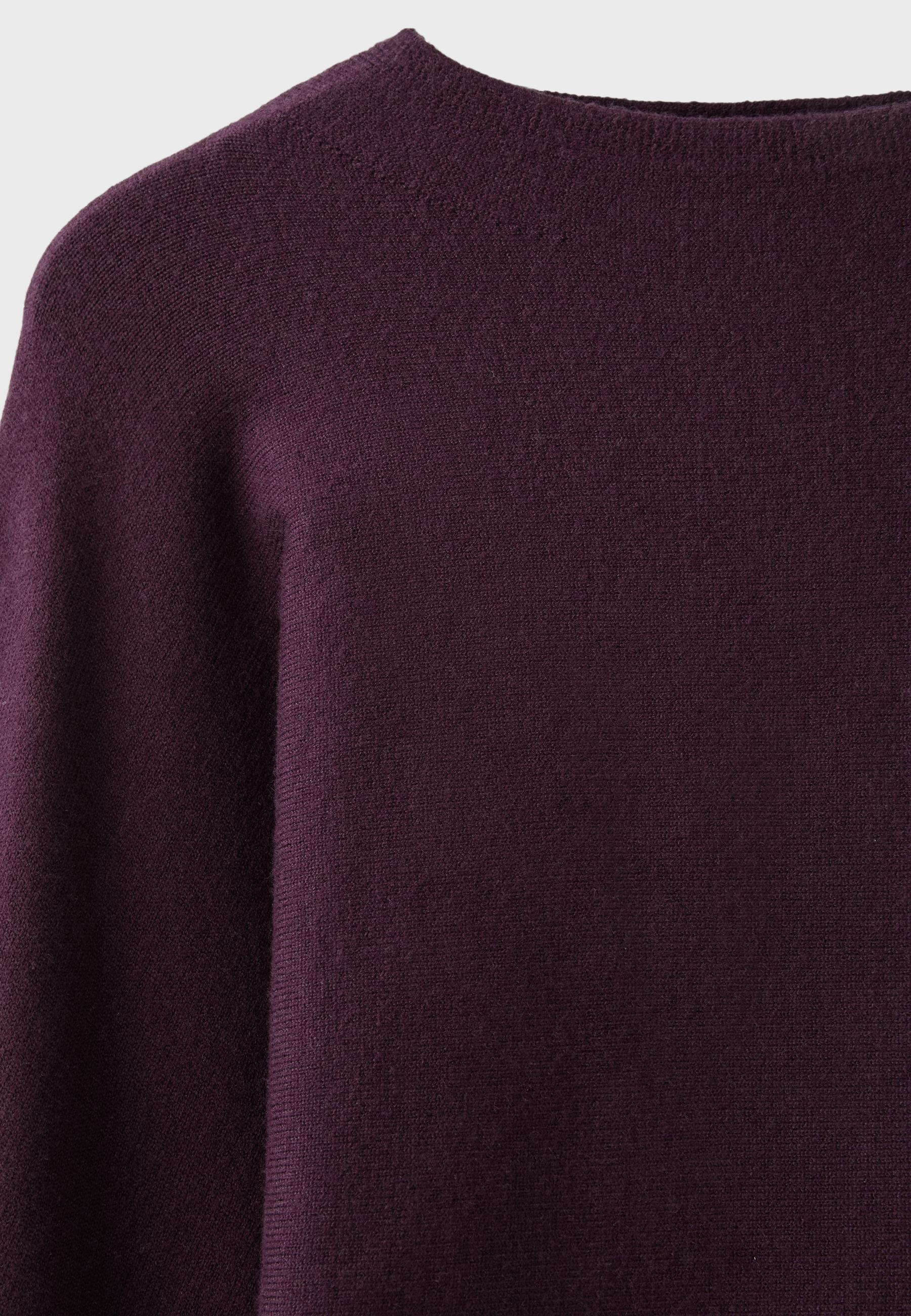 Stand collar knit jumper with kimono sleeves — Dark purple