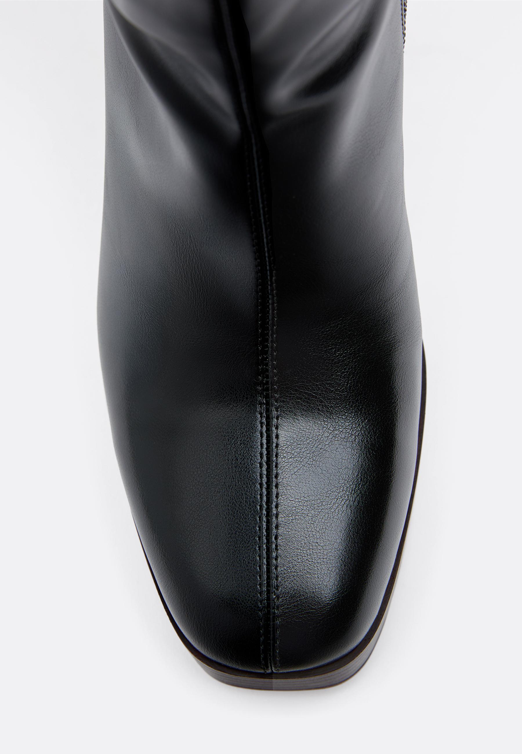 High-heel platform knee-high boots — BLACK