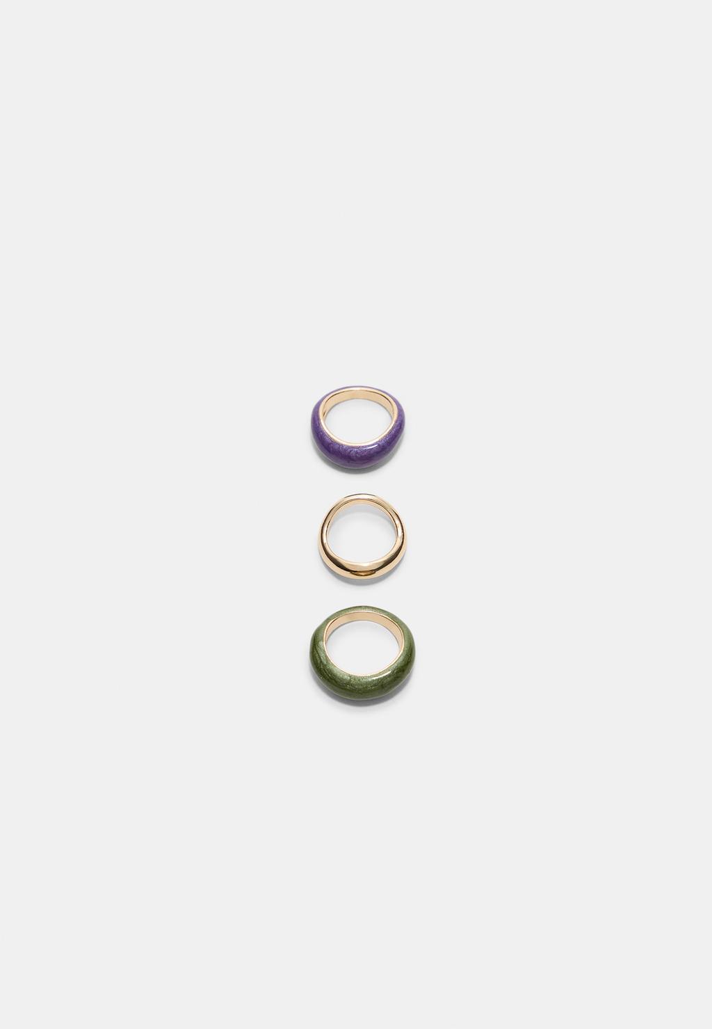 Set 3 anillos combinados esmalte