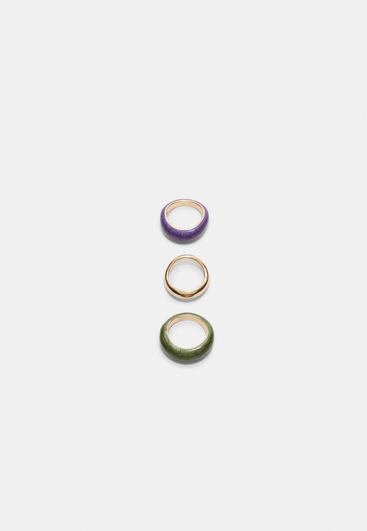 set 3 anillos combinados esmalte
